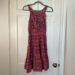 Rebecca Taylor Silk Paisley Ruffle Sun Dress fushia pink Mini size 2